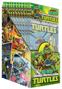 Four different comics dominate the TMNT Micro Fun Packs. Inside are also stickers, posters, and POGS (identified as "sewer caps"). Read more at IDW!