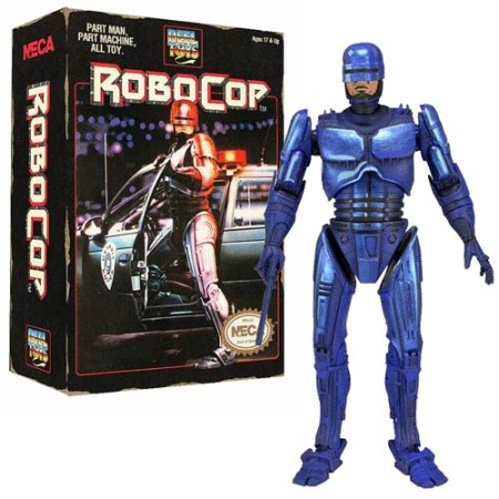 Why's Robocop so blue? He should be happy that 25 years after his NES adventures he's in stores once again. Smile, Robocop! Buy at Entertainment Earth!*