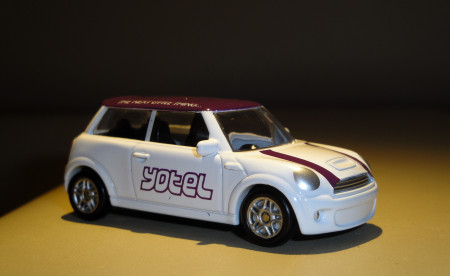 The custom Yotel Mini Cooper S by Corgi. You know you're in the right hotel when they have such an adorable toy car.