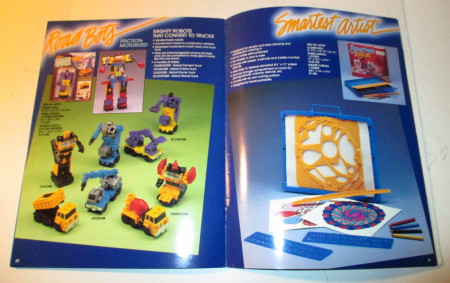 Page showing the Marchon Road Bots in the 1986 Marchon Toy Fair catalog. Did Scoopor ever exist?