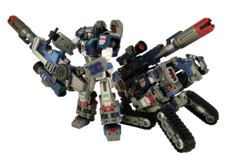 Unofficial version of Transformers Fortress Maximus in robot mode and tank mode. Click to enlarge image.