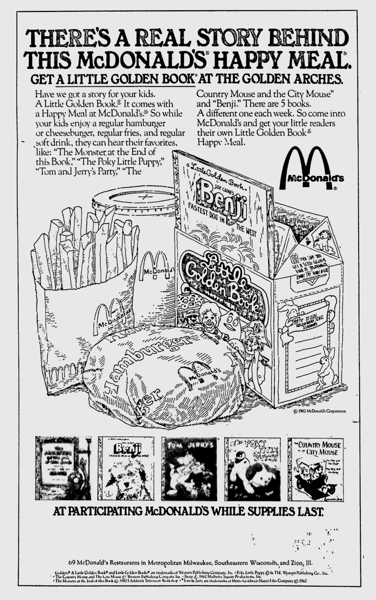 1982 McDonalds Happy Meal Box - LITTLE GOLDEN BOOK New Old Stock Never Used