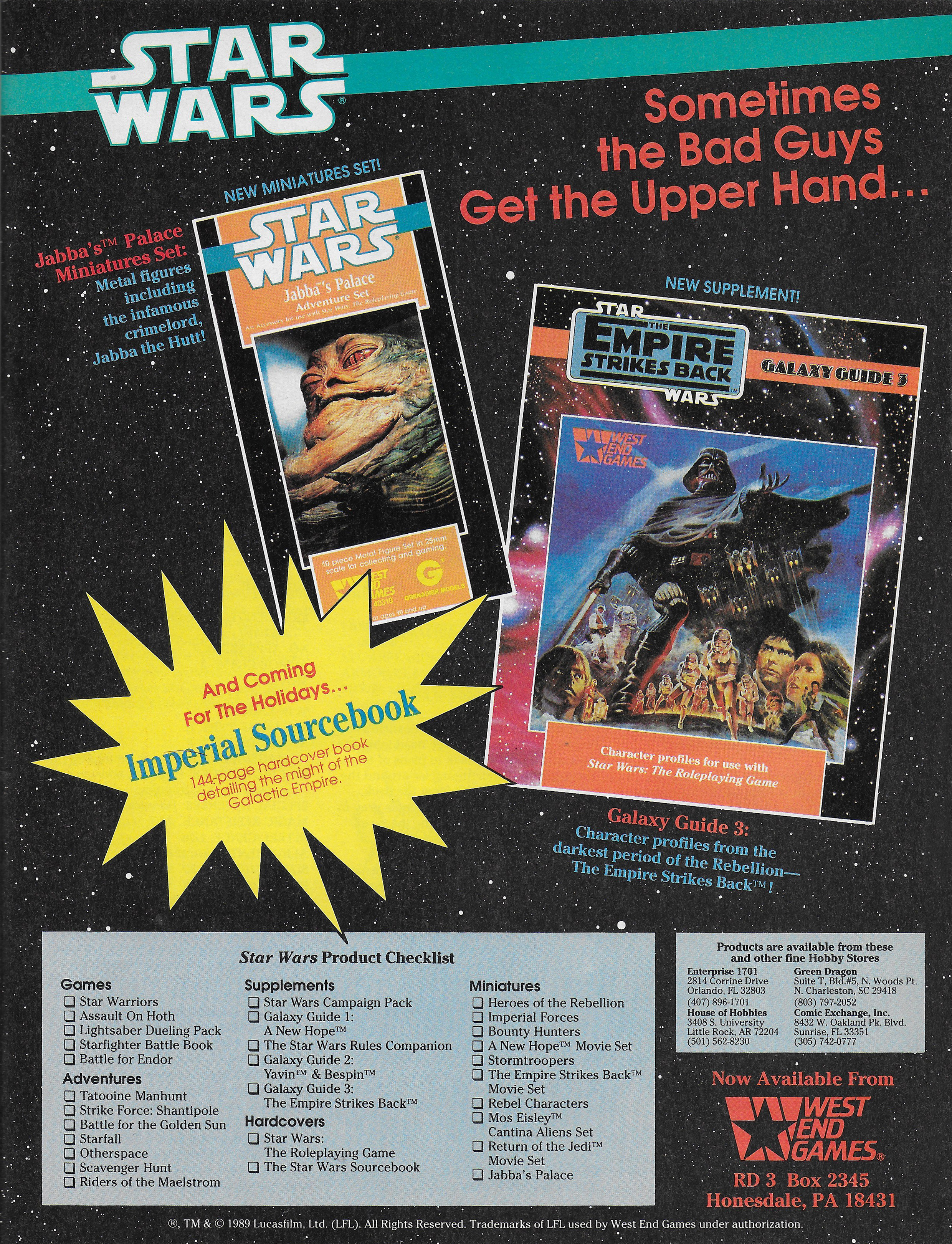 1989 West End Games Star Wars Product Checklist – BattleGrip