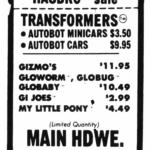 Autobot Minicars and Cars on Sale in 1984